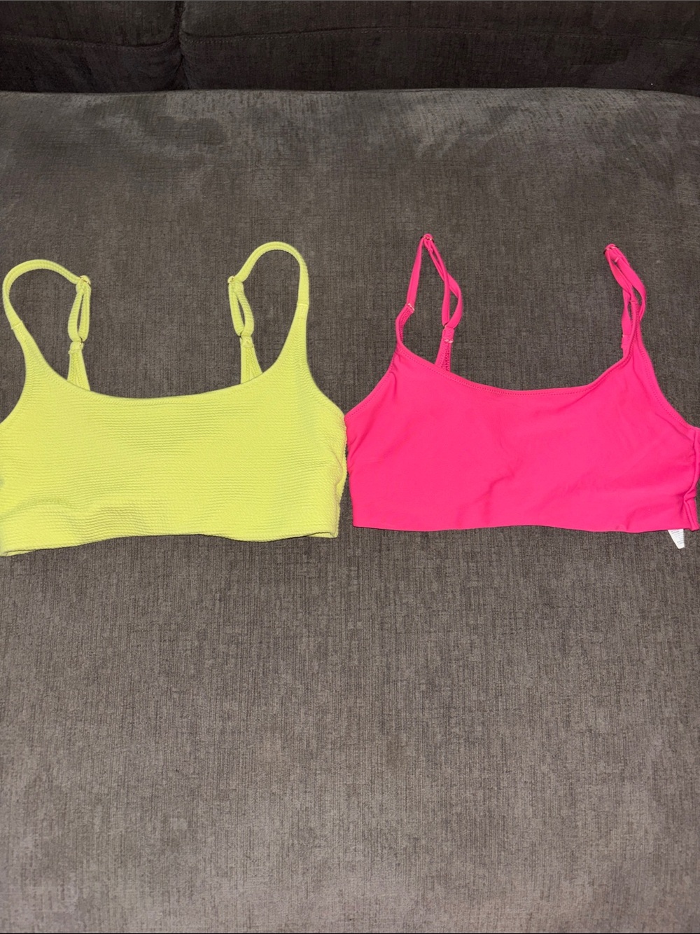 Old Navy Neon Yellow and Hot Pink Bikini Tops